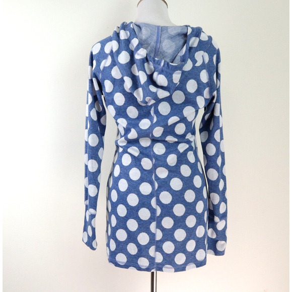 Betabrand Size M Cowl Neck Sweatshirt Tunic Blue White Polka Dot - Picture 5 of 10